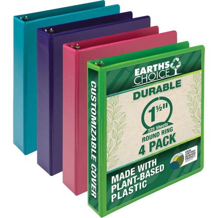DAVENPORT & CO 1.5 in. Earthchoice Durable View Binder, Assorted Color, 4PK DA3758158